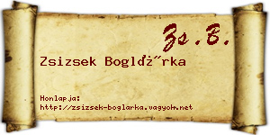 Zsizsek Boglárka névjegykártya